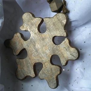 Cute wood ornament Snow flake wall hanging or tree